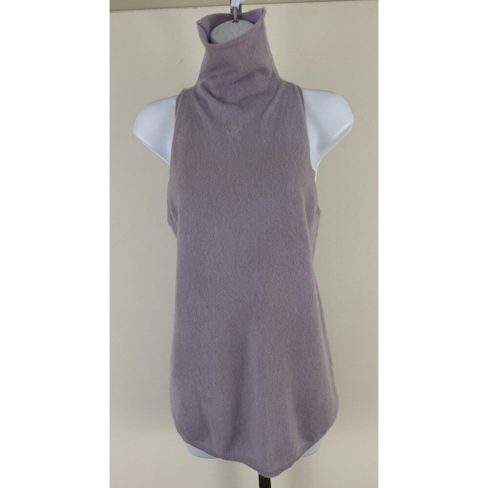 LUSSO Light Lavender Cashmere Mock Turtleneck Sleeveless Sweater Sz M
